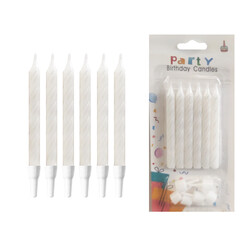 Kikajoy - Pearl White Twist Birthday Candles