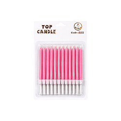Pembe Doğum Günü Mumu Seti 8 cm 12 Parça - 2