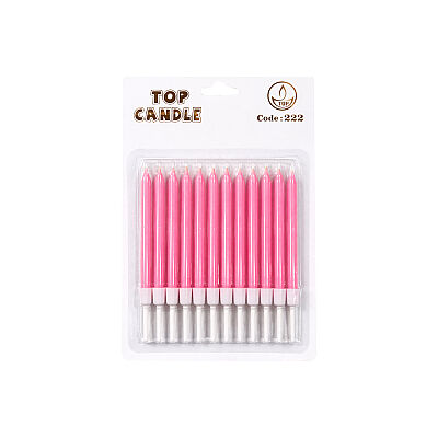 Pembe Doğum Günü Mumu Seti 8 cm 12 Parça - 2