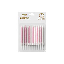 Pembe Simli Doğum Günü Mumu Seti 8 cm 12 Parça - 2