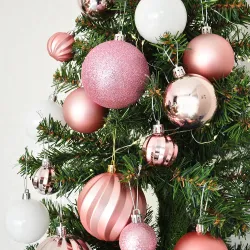 Pink and Gold Christmas Ornaments Set - 87 pcs - (1)