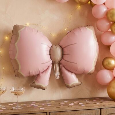 Pink Bow Foil Balloon - Aesthetic Coquette Party Decor - 1