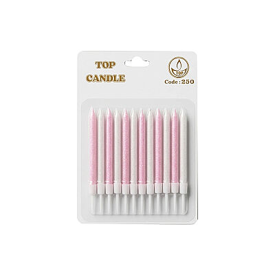 Pink Glitter Birthday Candle Set - Pink & White (12-Pack) - 2