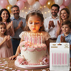 Pink Glitter Birthday Candle Set - Pink & White (12-Pack) - Kikajoy