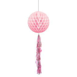  - Pink Paper Honeycomb Balls with Tassel