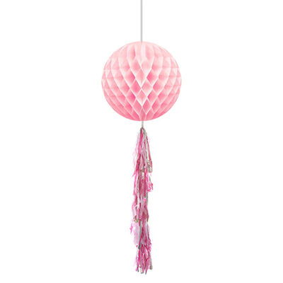Pink Paper Honeycomb Balls with Tassel