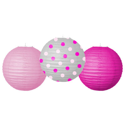  Pink Paper Lanterns - 3pcs