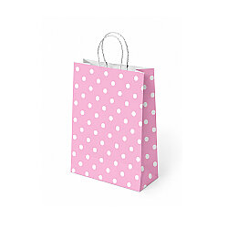 Pink Polka Dot Paper Bags with Twisted Handles - Kikajoy