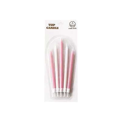 Pink & White Cake Candle Set - 2