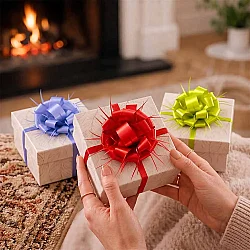Plain Multi Color Pom Pom Bows - 1