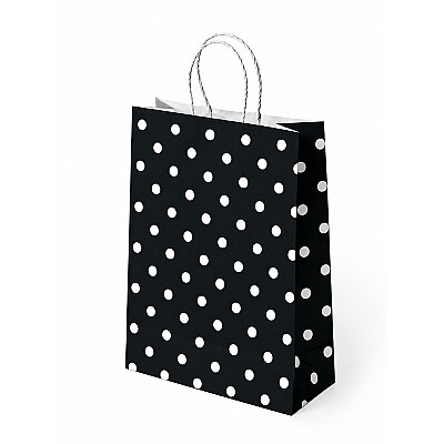 Siyah Puantiyeli Büküm Saplı Kraft Çanta 25x31 - 1