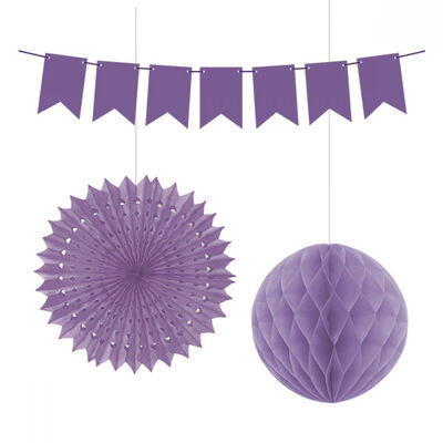 Purple Paper Decoration Set - 3pcs