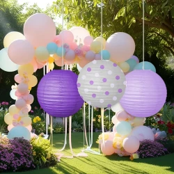  Purple Paper Lanterns - 3pcs - 1