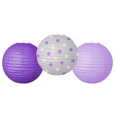  Purple Paper Lanterns - 3pcs