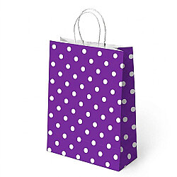 Purple Polka Dot Paper Bags with Twisted Handles - Kikajoy