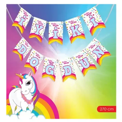 Rainbow Unicorn İyi Ki Dogdun Paper Latter Banner - 1