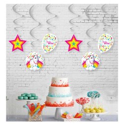 Rainbow Unicorn Paper Swirl Decorations - Kikajoy