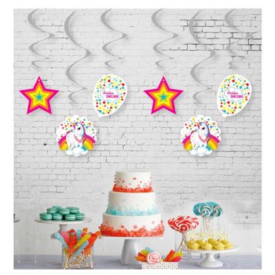 Rainbow Unicorn Paper Swirl Decorations - 1