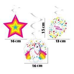 Rainbow Unicorn Paper Swirl Decorations - 2