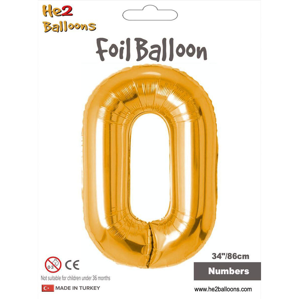 0 Rakam Altın Folyo Balon 34"