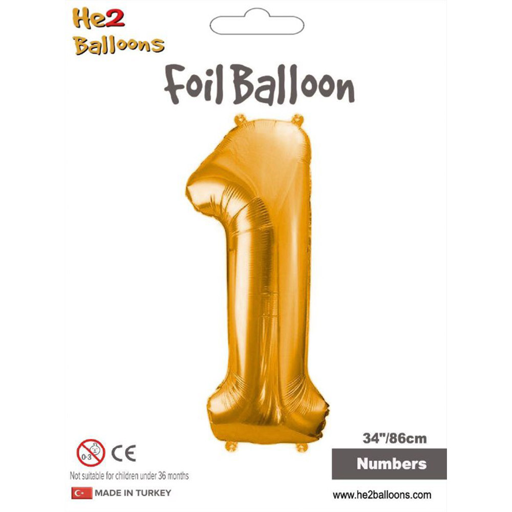 1 Rakam Altın Folyo Balon 34"