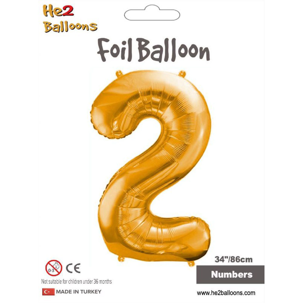 2 Rakam Altın Folyo Balon 34"