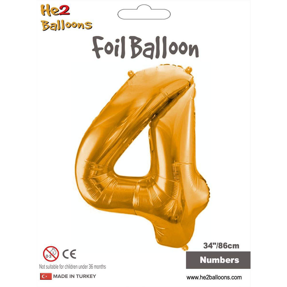 4 Rakam Altın Folyo Balon 34"