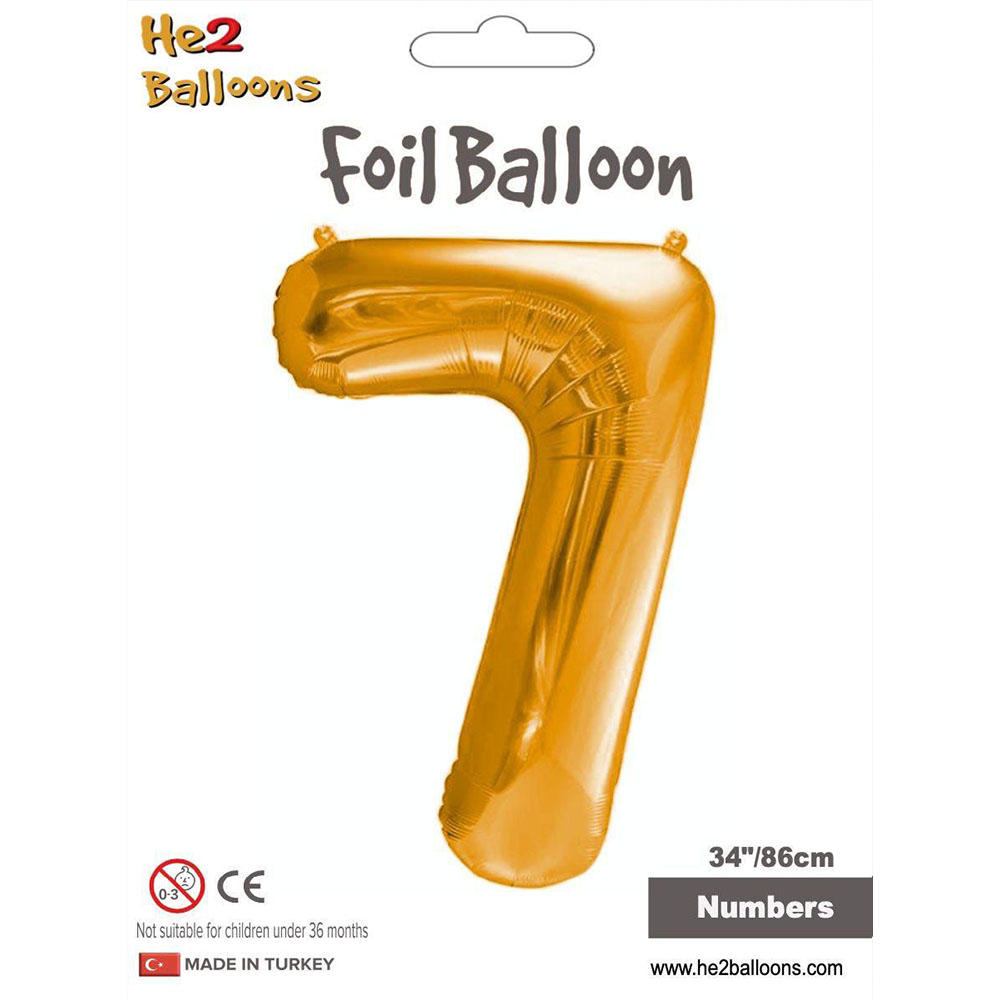 7 Rakam Altın Folyo Balon 34"
