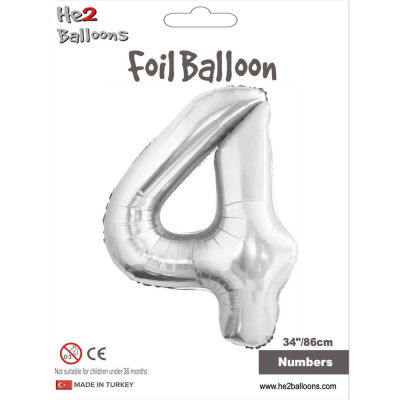 4 Rakam Gümüş Folyo Balon 34
