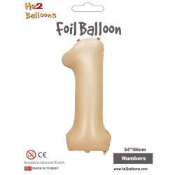 1 Rakam Karamel Folyo Balon 34