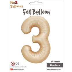 3 Rakam Karamel Folyo Balon 34