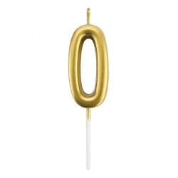 Çin Üretim - 0 Rakam Altın Çubuk Mum 7cm