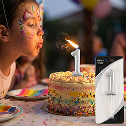 1 Rakam Gümüş Çubuk Mum 7cm - 1