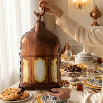 Ramadan Lantern Foil Balloon - Decorative Eid Mubarak Lantern Shaped - 1