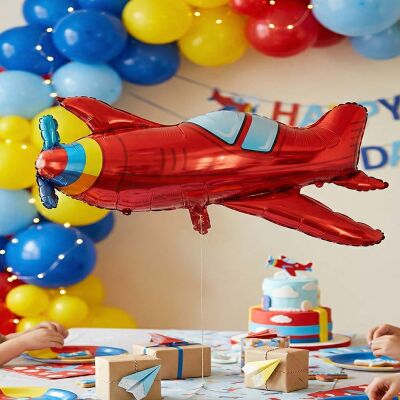 Red Airplane Foil Balloon - 1