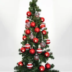Red Christmas Ornaments Set - 25 pcs - 1