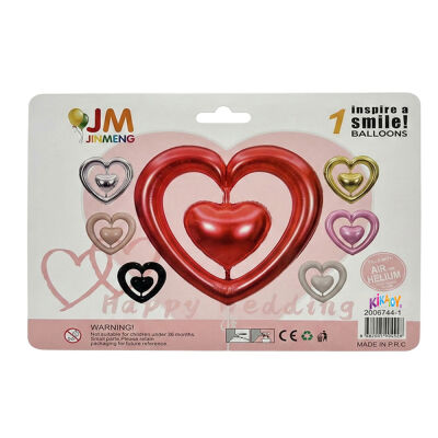 Red Double Heart Foil Balloon - 2