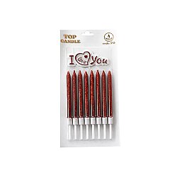 Red Glitter Cake Candle Set – With 