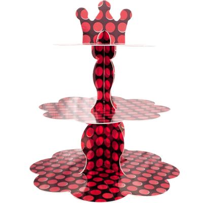 Red Metallic Polka Dot Cupcake Stand