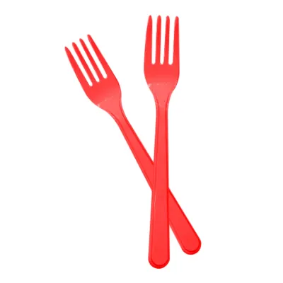 Red Plastic Forks - 1
