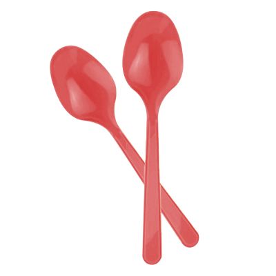 Red Plastic Spoons - 1