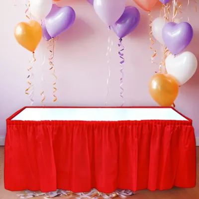 Red Plastic Table Skirt - 1
