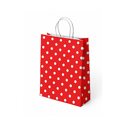 Red Polka Dot Paper Bags with Twisted Handles - 1