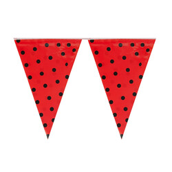 Kikajoy - Red Triangle Flag Banner with Black Polka Dots