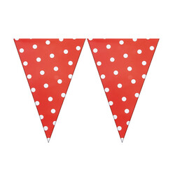 Kikajoy - Red Triangle Flag Banner with White Polka Dots