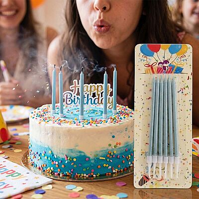 Retro Birthday Candles - Blue - 1