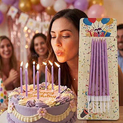 Retro Birthday Candles - Pink - 1
