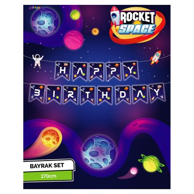Rocket Space Happy Birthday Letter Banner