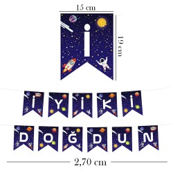 Rocket Space İyi Ki Doğdun Paper Letter Banner - Thumbnail