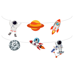 Rocket Space Paper Die-Cut Banner - Thumbnail